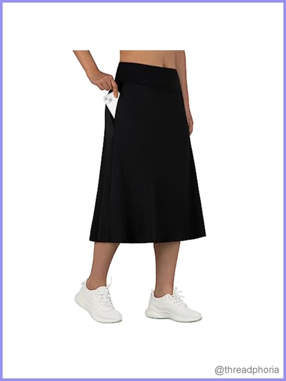 Women's Midi Skort Athletic Skirt with Pockets UPF50+ Quick Dry High Waist 28